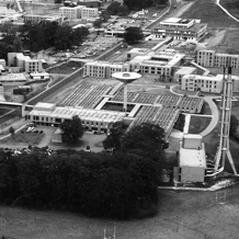Black and White Aerial view of the Chemistry Department in the 1970s